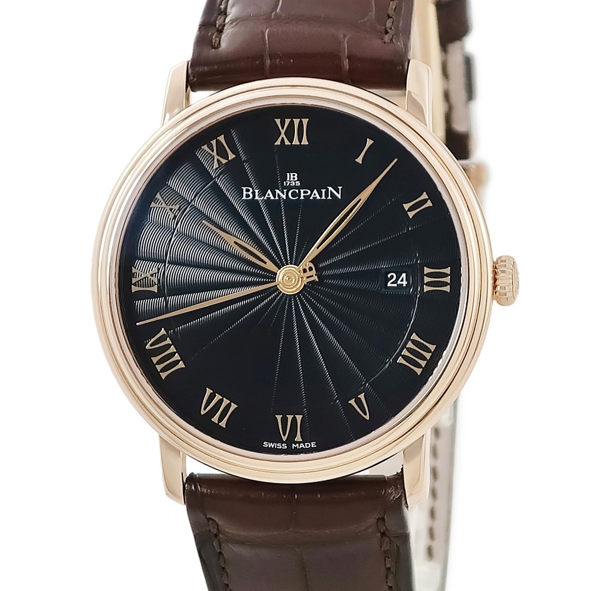 ヴィルレ ウルトラスリム 6651-3630-55B 自動巻き メンズ K18RG無垢 ブラック ギヨシェ 3年保証