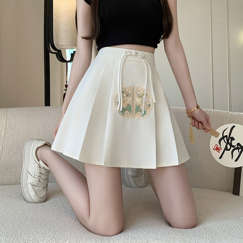 【1つ買うと10つ無料】女性の甘い短いスカートは不規則なケーキプリーツスカートハイウエスト ラインスカート新しい人レトロ民族スタイル