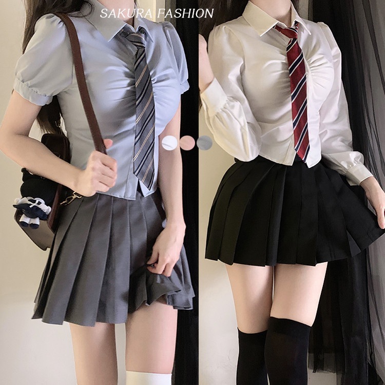 制服 3点セット スカート プリーツスカート ブラウス 半袖 長袖 女子用形態安定 ブラック ホワイト