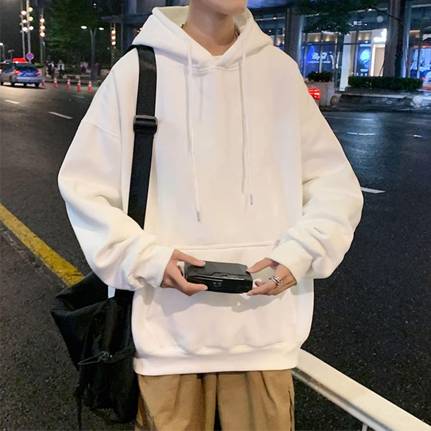 春秋服 メンズ パーカー ねこ柄 プルオーバー オーバーサイズ 流行し 通気 ストレッチ フード付き 体型パカー トップス トレーナー コンフォート 柔らかい 丈長め カジュアル カッコイイ かわいい