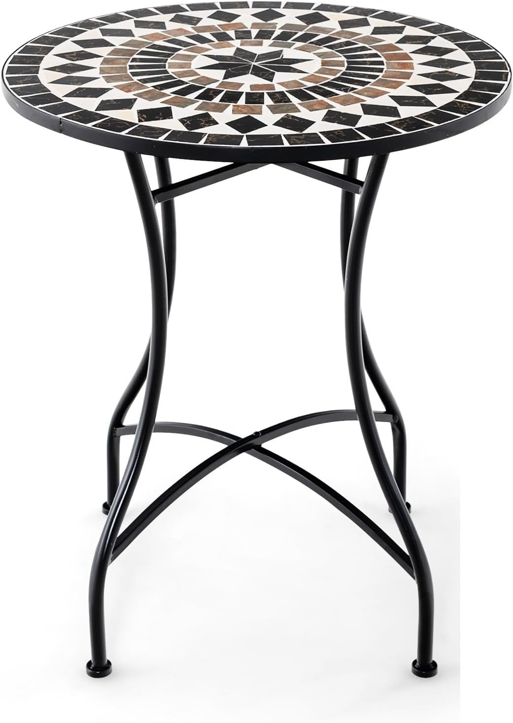 ガーデンテーブル モザイクタイル 丸テーブル アウトドア パティオ テラス ベランダ おしゃれ ガーデンファニチャー 庭 バルコニー 設置簡単 インテリア 耐候性 屋外用 リビング お手入れ簡単