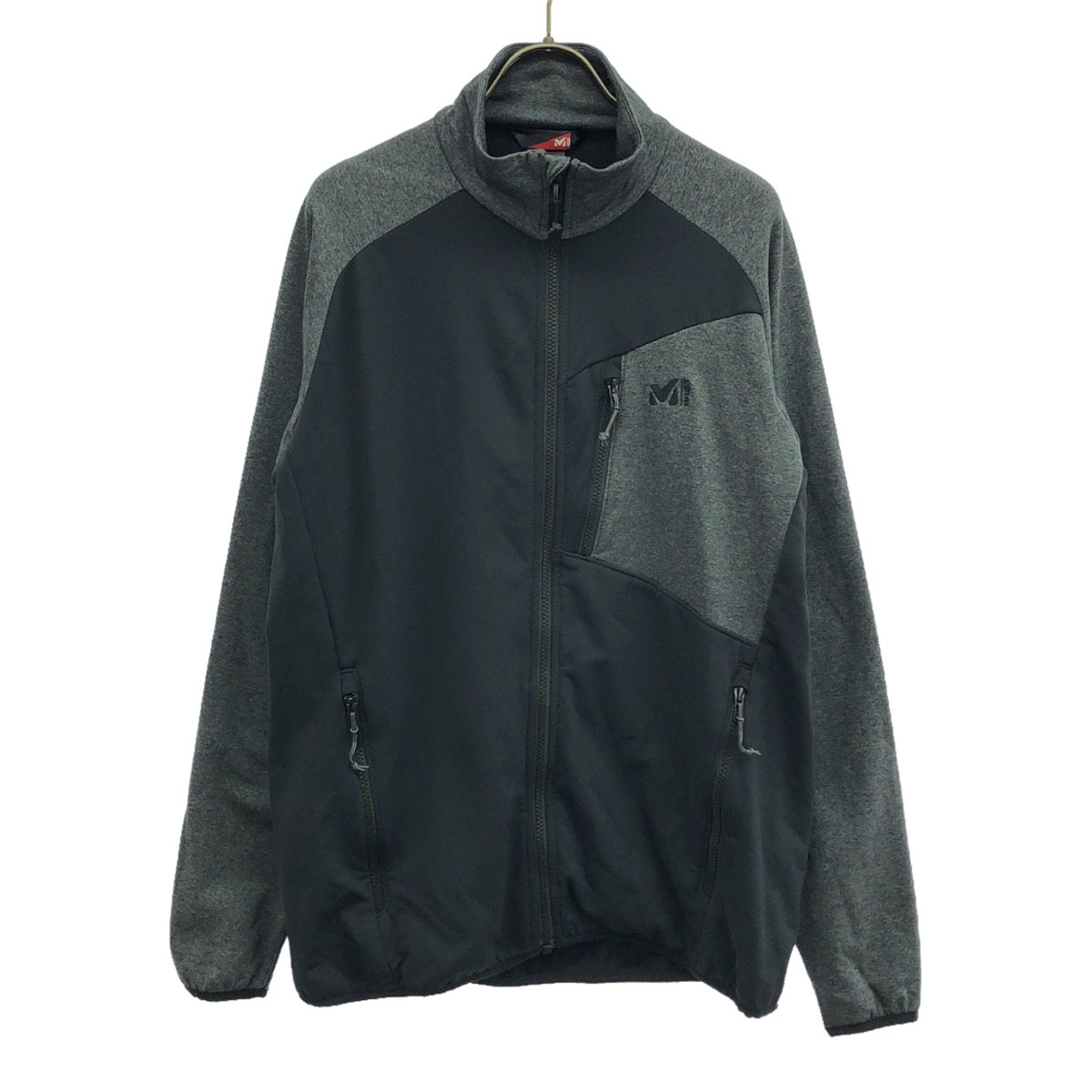 ジップジャケット XL ブラック×グレー 裏メッシュ アウトドア メンズ 古着