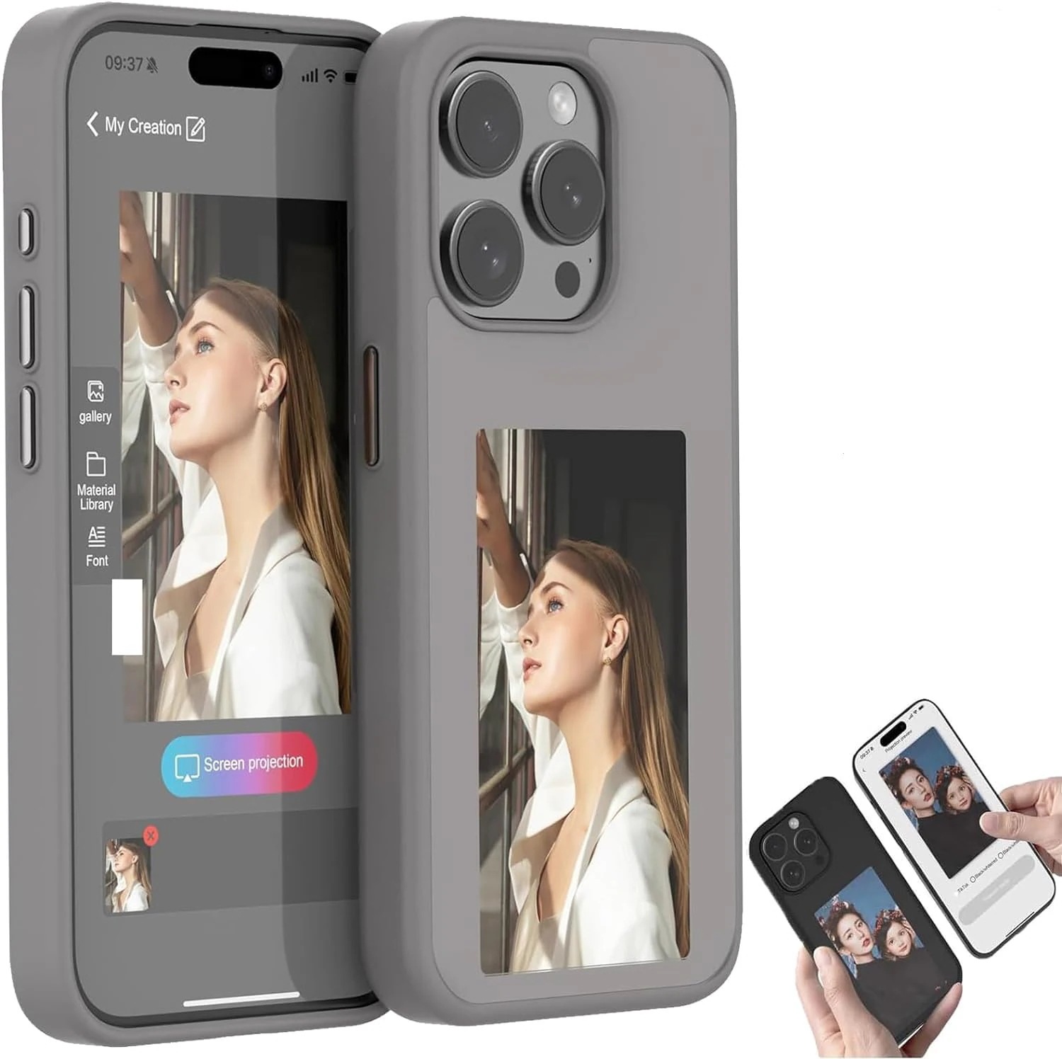 急速発送 スクリーン付きiPhoneケース NFC E-Ink スマホケースink iPhoneケース iPhone131415ProPro Max 保護ケース 背面ケース インク スクリーン NF