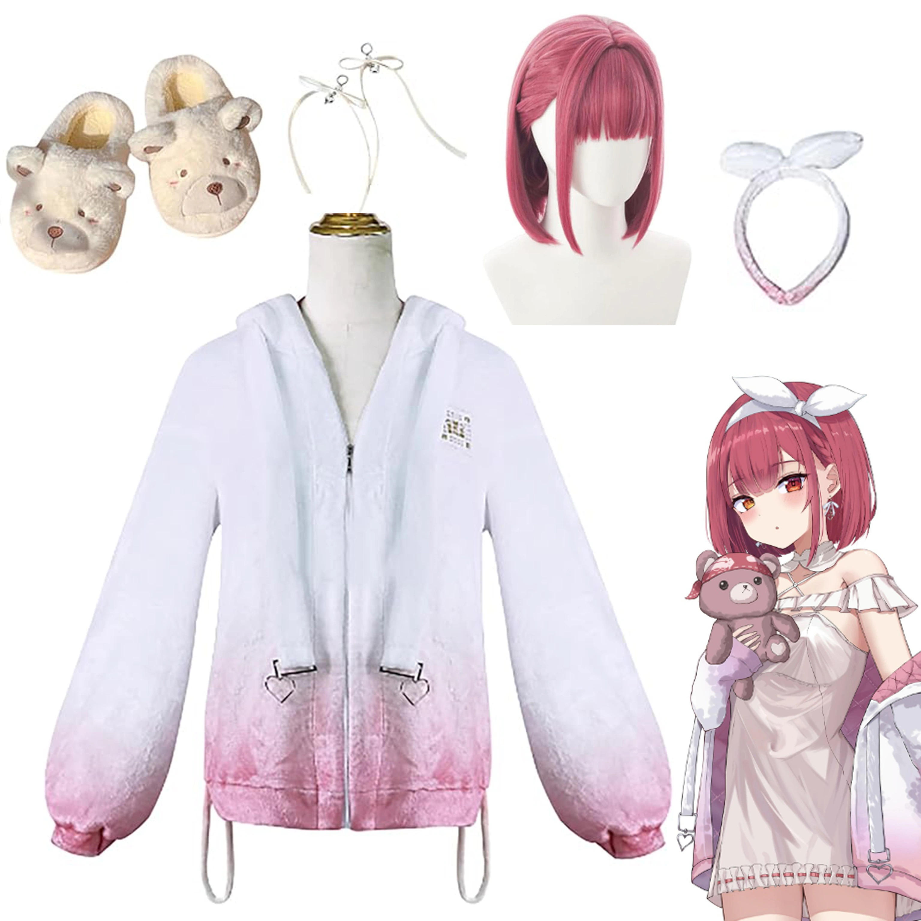 【全シリーズ発売中】 【値引き中】靴 ウィッグ 衣装＋髪飾り＋足飾り コスプレ イベント ハロウィン まりん ほうしょう 衣装 コスプレ 船長 キャミソールスカート パジャマ 部屋着 宝鐘マリン ホロ