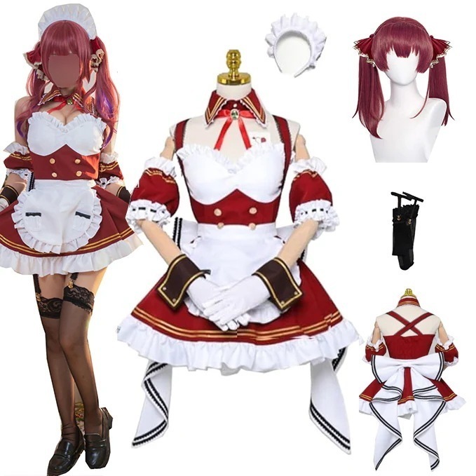 【全シリーズ発売中】 【値引き中】ウィッグ 忘会 クリスマス ハロウィン バーチャル SNSで大バズり 衣装 コスプレ ほうしょうまりん メイド服 コスプレ衣装 宝鐘マリン ホロライブ コスプレ衣装