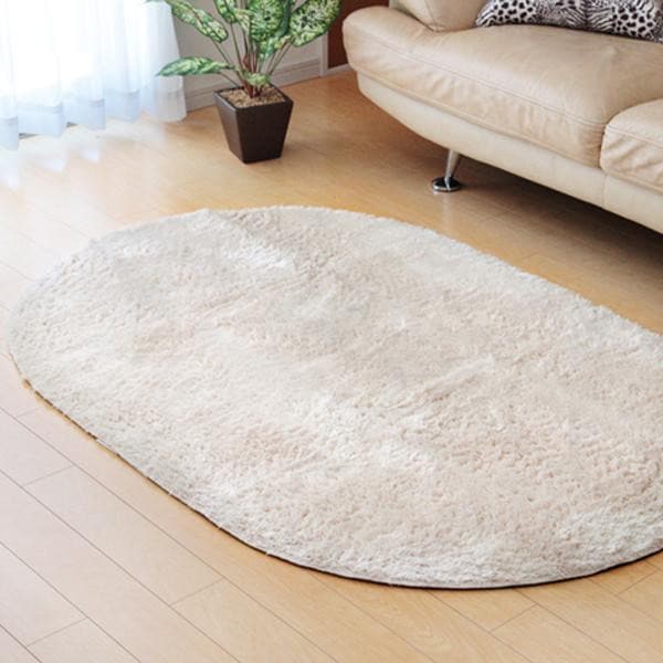 ラグ カーペット 『ラルジュ』 アイボリー 約100×150cm楕円(ホットカーペット対応) 3959159