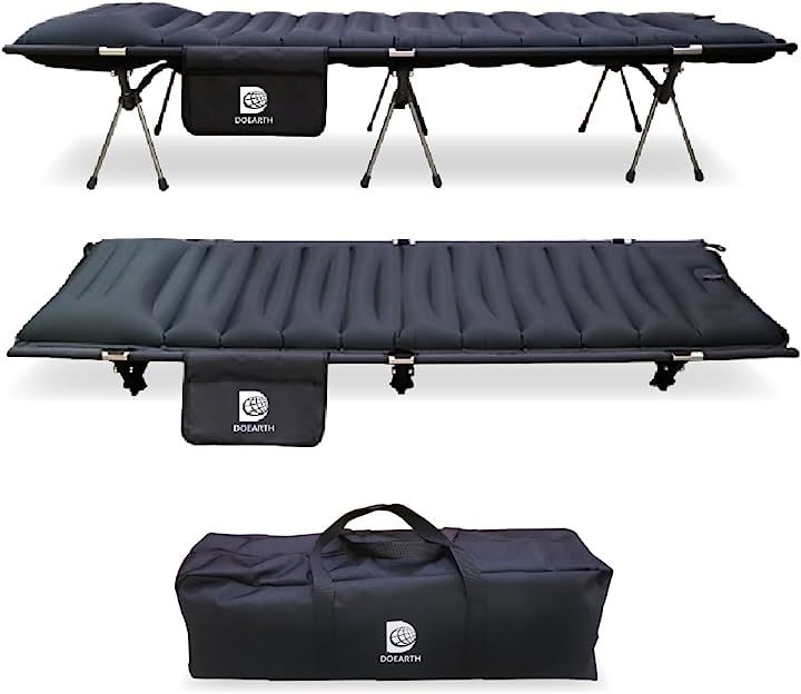 エアーマットコットGussuri ワンタッチ60秒で自動膨張 折りたたみベッド ハイ/ロー切替可能 210cmx76cm 耐荷重150kg( Black, XX-Large)