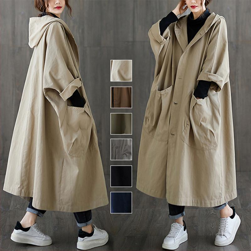 トレンチコート レディース スプリングコート ロング フード付き チェスターコート 春 マウンテンパーカー 大きいサイズ シンプル 大人 アウター