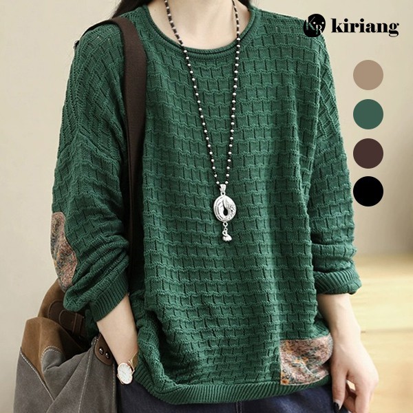 ハーフクラブキリアンフラワー パッチ エスニック ニット