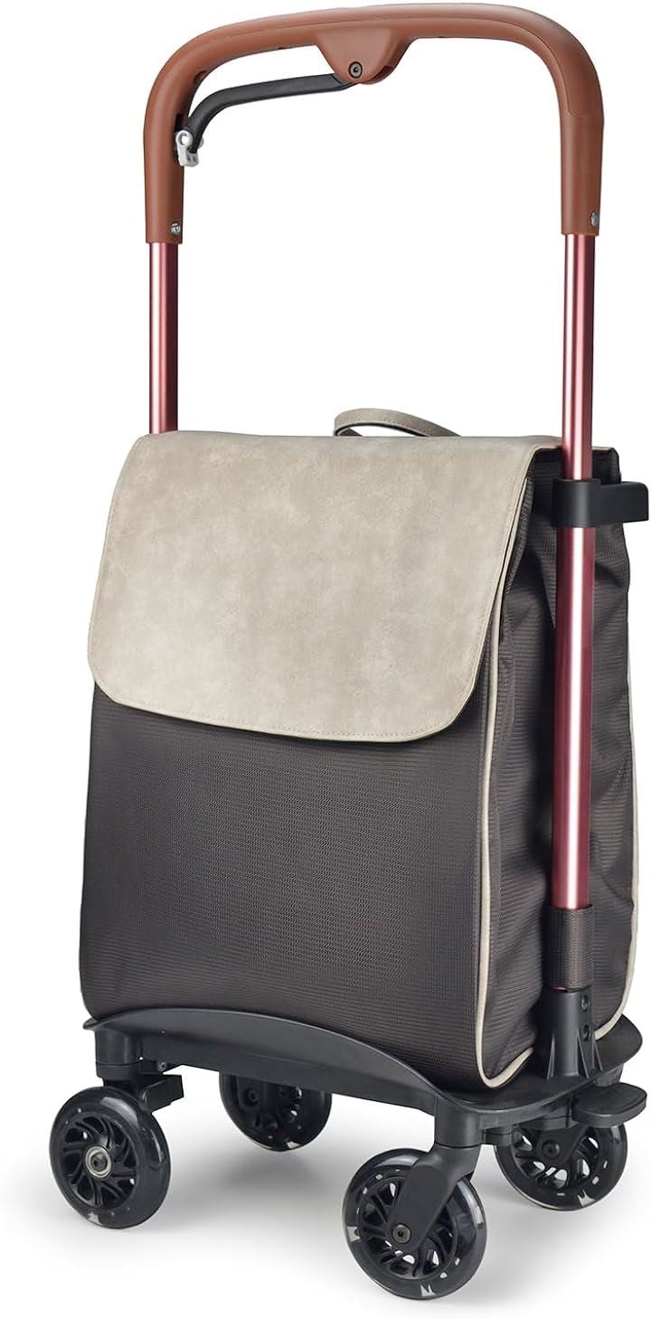 ショッピングキャリー ショッピングカート 横押し 軽量 コンパクト 大容量40L アルミ製 4輪静音キャスター( 赤フレーム)