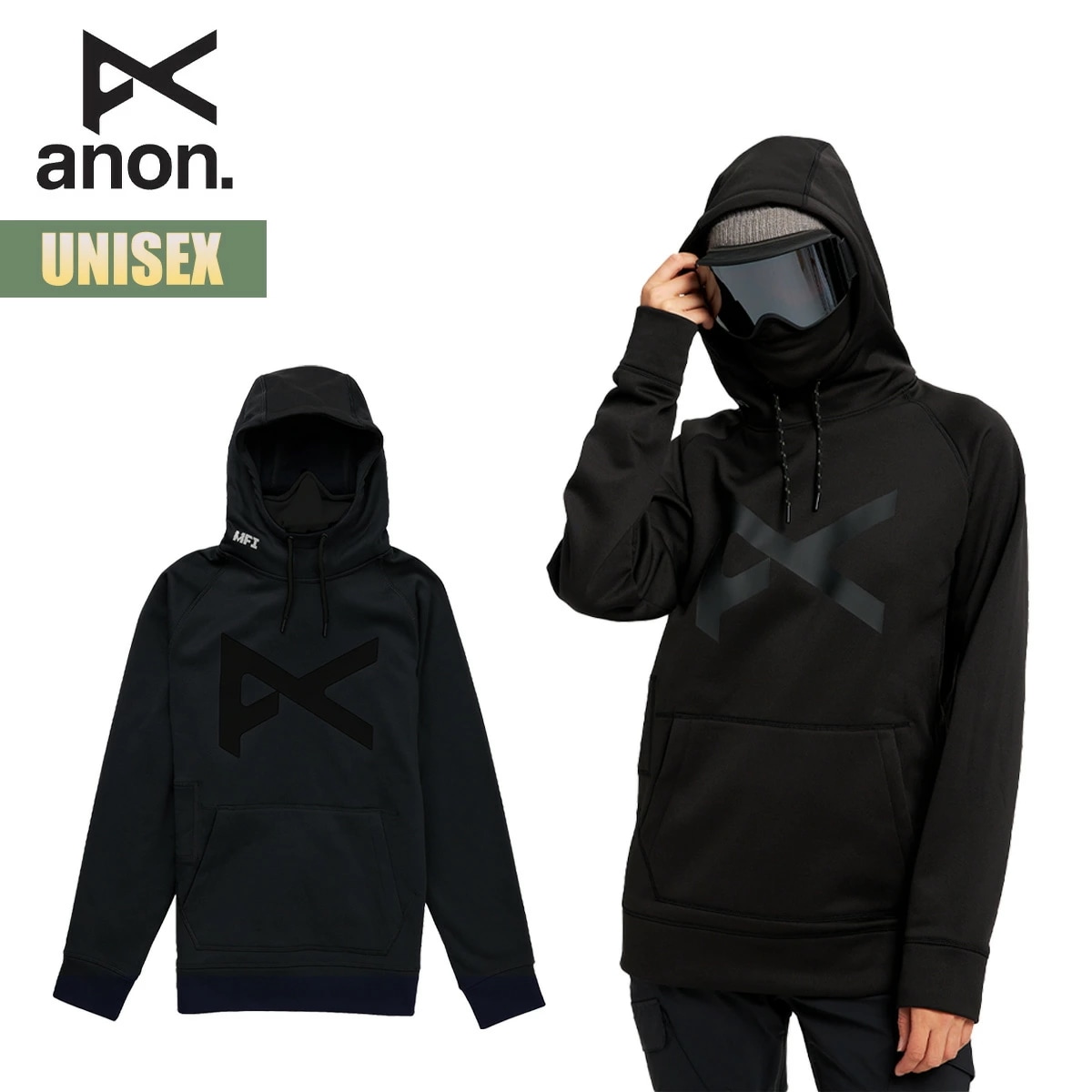 アノン MFI パーカー 25-26 anon MFI プルオーバー フーディー W26JP-222071 MFI Pullover Hoodie ネックウォーマー付 フェイスマスク
