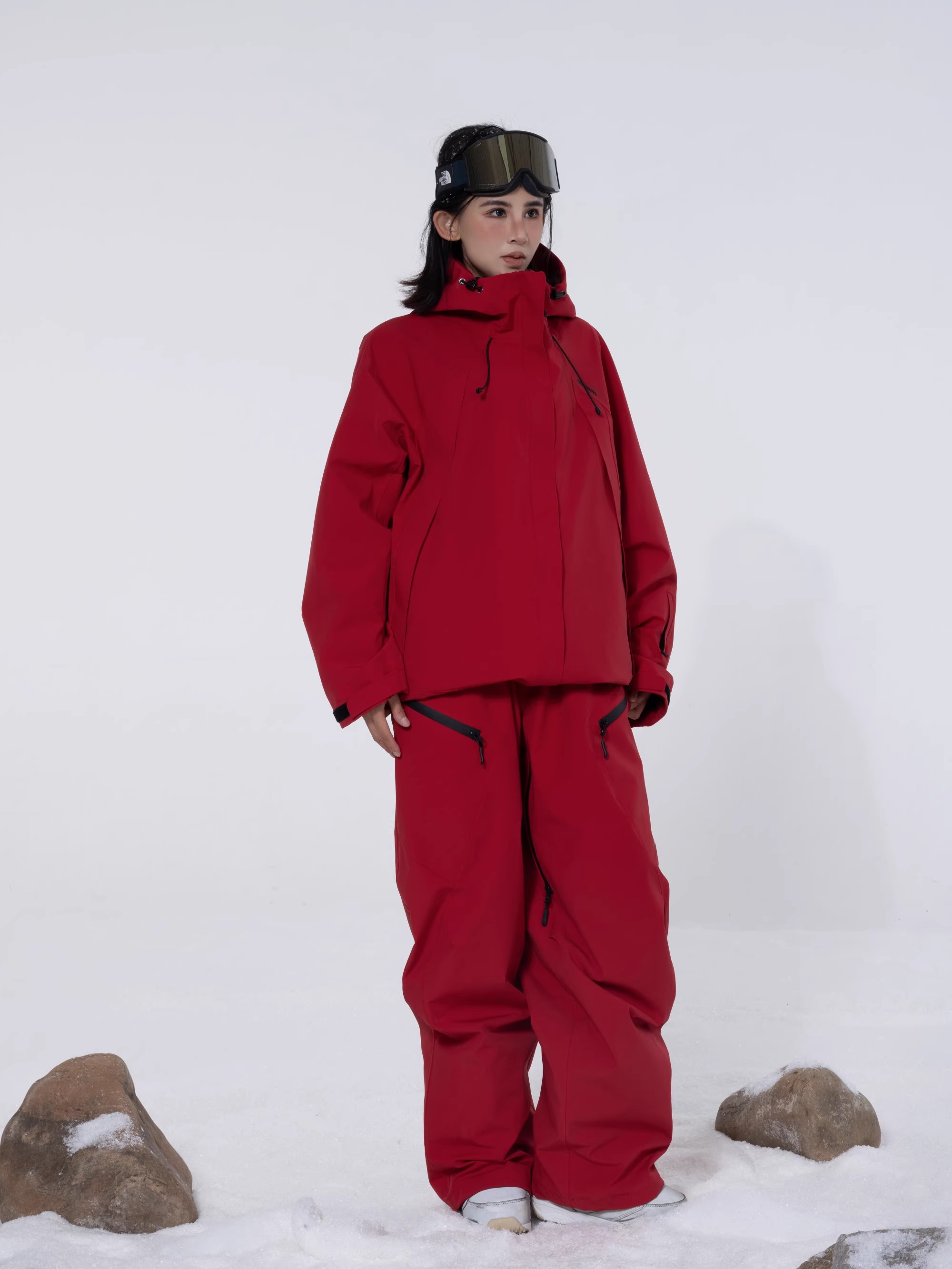 スノーボードウェア 2025 2026 レッド ブラウン 黒 レディース メンズ 3L 防水20000mm スキーウェア スノボウェア ジャケット アウター ロングパンツ