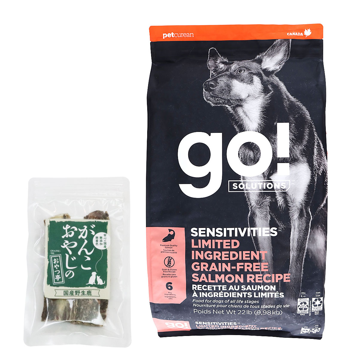 GO! ゴー ソリューションズ センシティブLID サーモン 9.98kg【国産鹿のスペアリブ ショートカット 2本入り】ドッグフード