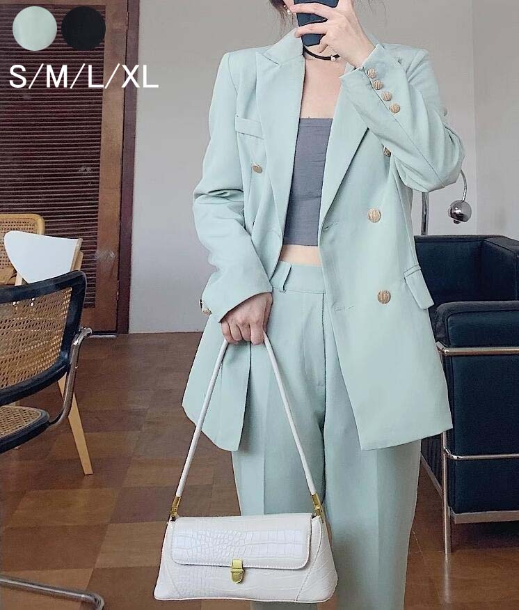 セレモニースーツ ママスーツ セットアップ ビジネススーツ フォーマルスーツ 2点セット ジャケット+パンツ スーツ韓国風 パンツスーツ 可愛い ゆったり カジュアルスーツ 大きいサイズ レディース