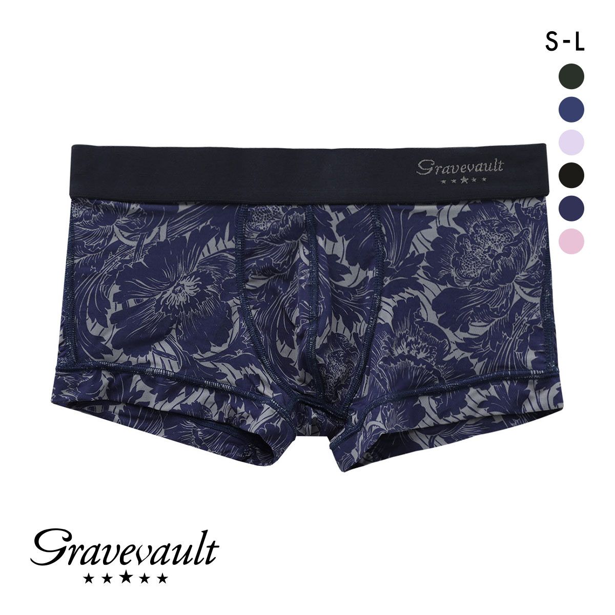 グレイブボールトGravevault FLOWER ボクサーパンツ ローライズ メンズ 前とじ S