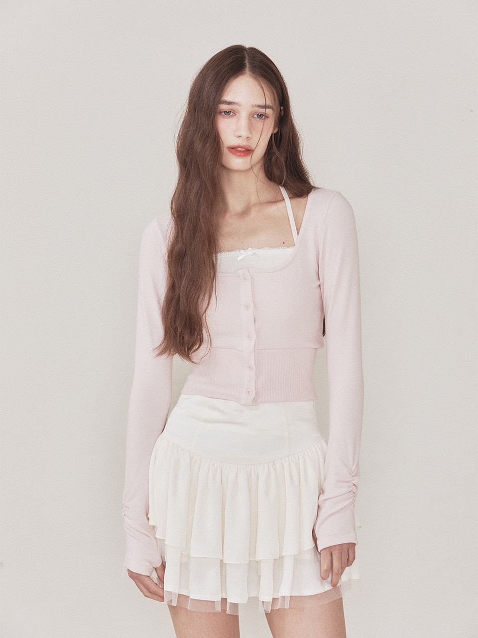 【NOT YOUR ROSE】 LUNA CARDIGAN SET : PINK