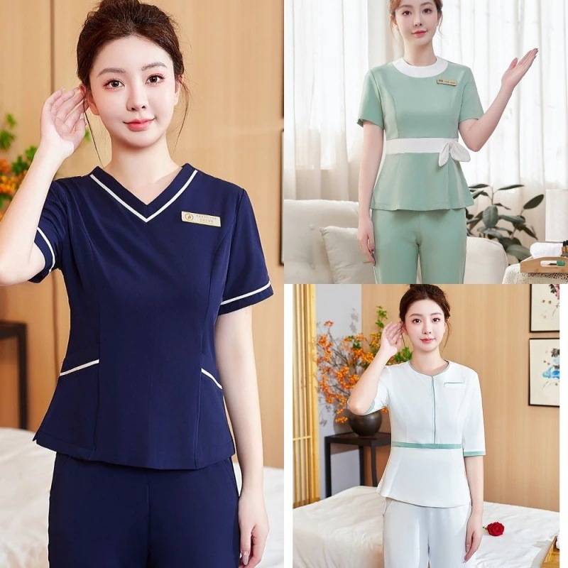 【上品 】ユニフォーム エステ サロン通勤 レディース 女性 制服おしゃれ 半袖 七分袖 ジャケット 上下セット マルチスタイル美容 介護 美容院通勤 スキンケア30%までに制限