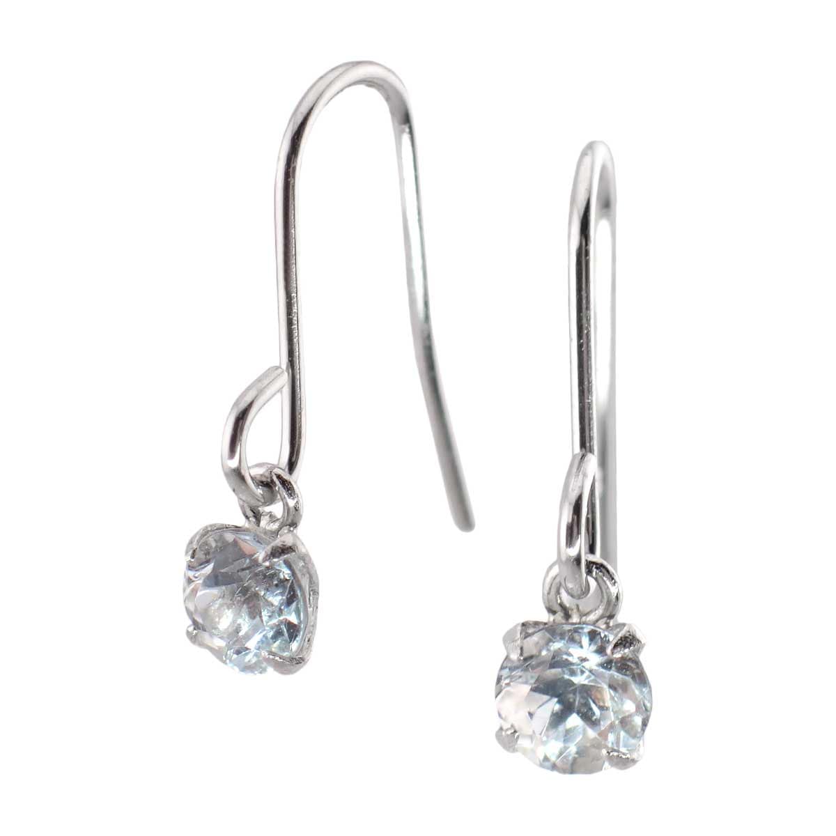 フックピアス レディース プラチナ900 金属アレルギー対応 アクアマリン 3mm シンプル 1粒