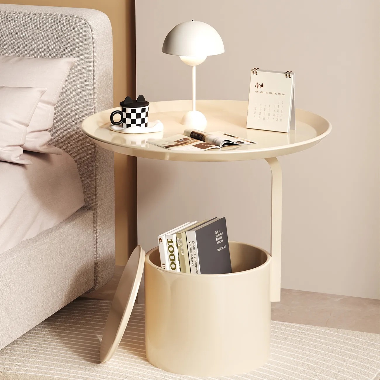 ins風ソファサイド数可動小茶数小円卓角数寝室アイデアベッドサイド置物棚収納棚