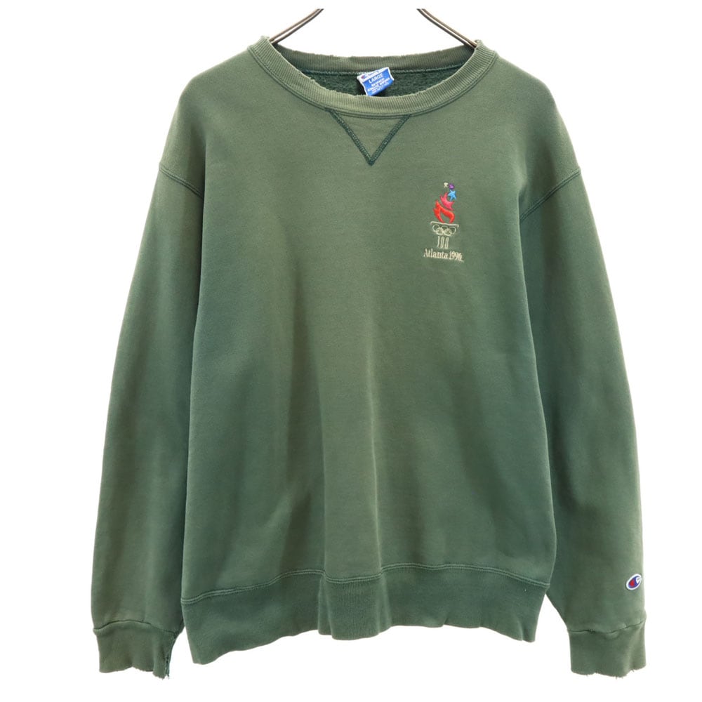 90s USA製 オールド アトランタオリンピック 長袖 スウェット トレーナー L グリーン 裏起毛 メンズ