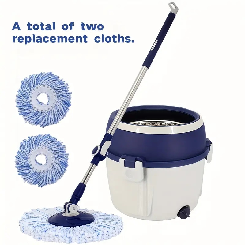 アップグレードされたスピンモップ錆びにくいスチールハンドル＆シングルバケツ付き - ハードウッドタイルラミネートフロアの効率的な掃除のための衛生的で耐久性のあるデザイン - キッチンバスルーム