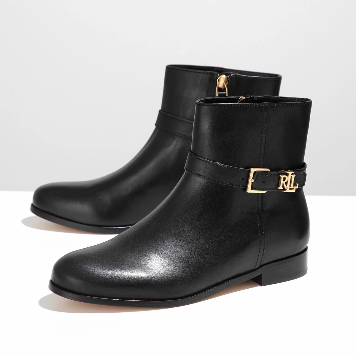 Lauren Ralph Lauren ローレンラルフローレン ショートブーツ BROOKE 802946807 レディース フラット ブーティ レザー 靴 001