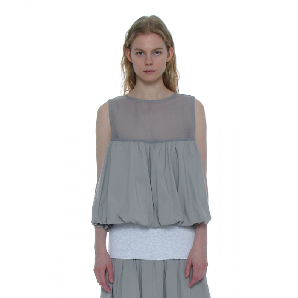 PARTIMENTO レディースノースリーブパフブラウス_グレー