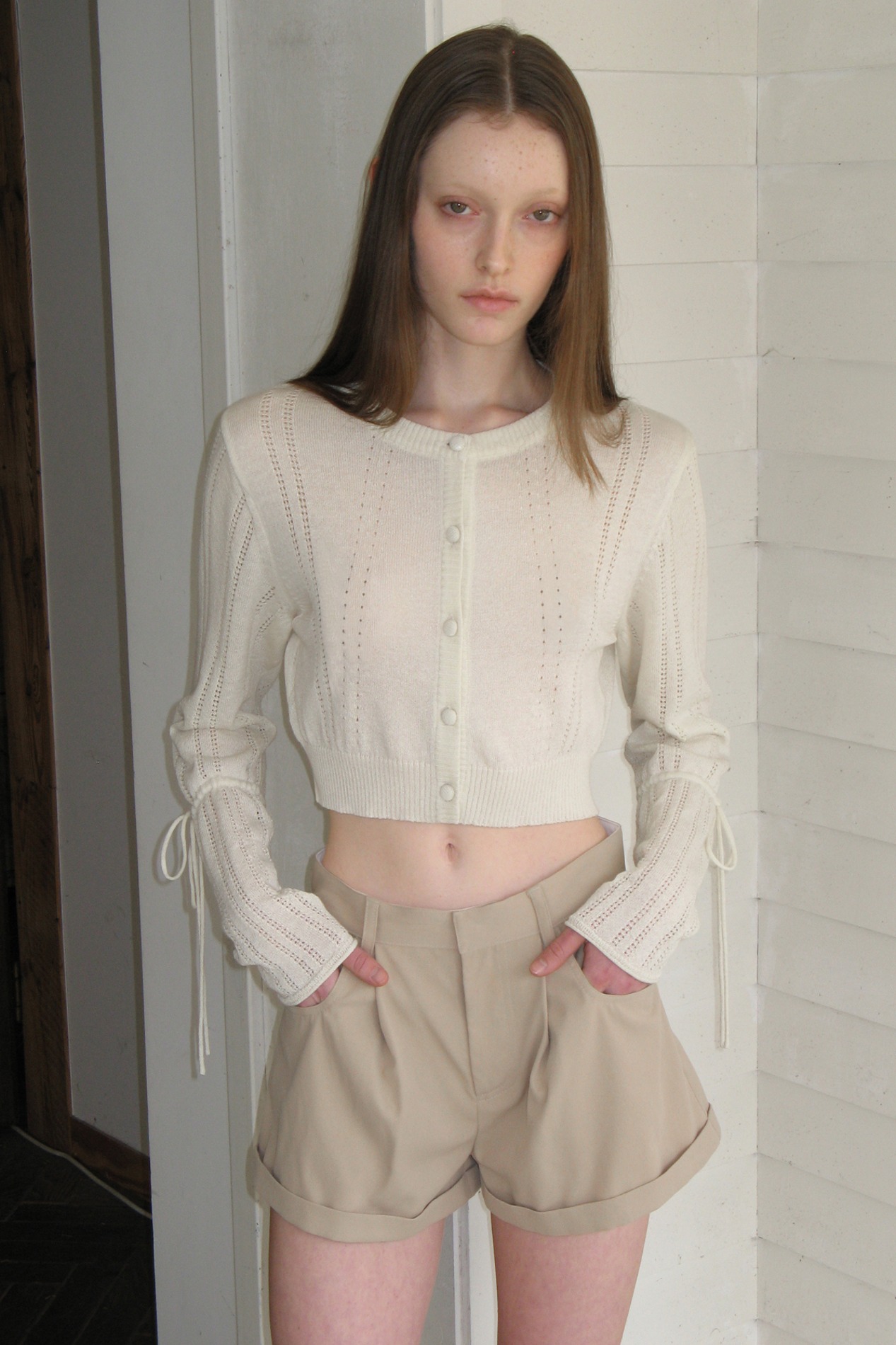 【SINOON】 CROCHET CARDIGAN : IVORY
