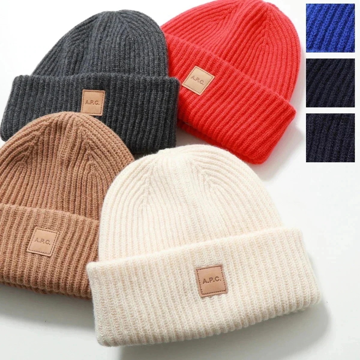 APC A.P.C. アーペーセー ニット帽 bonnet michelle WVBBR M25075 レディース リブ ロゴパッチ ビーニー カシミヤ混ウール