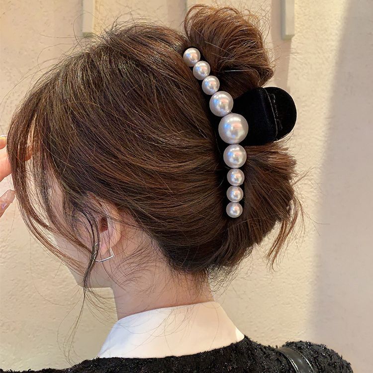 韓国の新作秋冬スタイルヘップバーンパールベルベットヘアクリップヘアクリップ高級アップヘアアクセサリーレディースジュエリー卸売