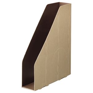 （まとめ） TANOSEE ボックスファイル（WOODY） A4スリムタテ 背幅65mm ナチュラル 1パック（3冊） (×10セット)