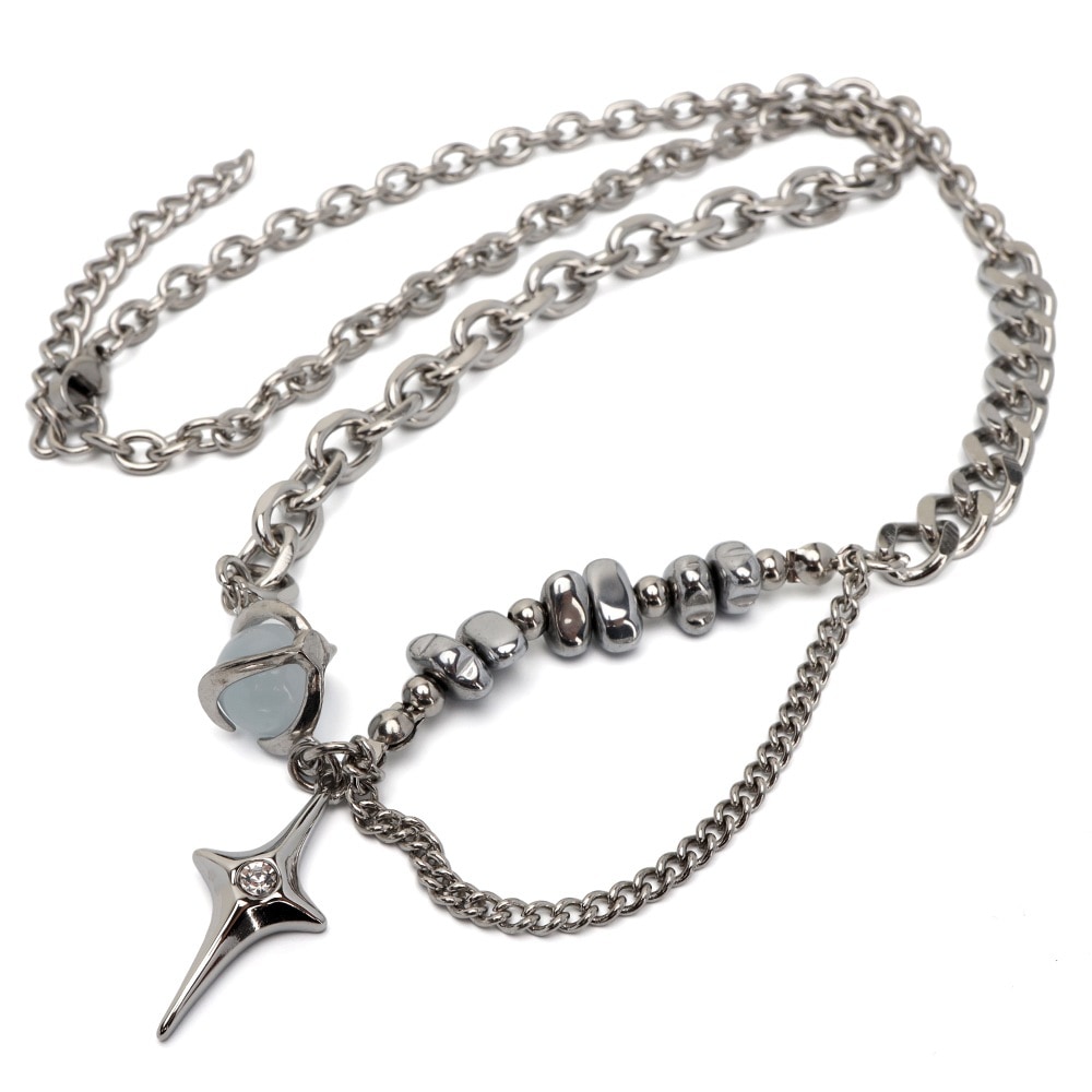 ステンレス ２連ネックレス クロス [n997]