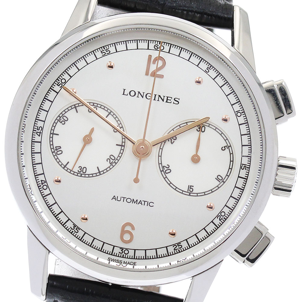 ロンジン LONGINES L2.814.4 ヘリテージ 1940 クロノグラフ 自動巻き メンズ 美品 箱・保証書付き_883456【中古】