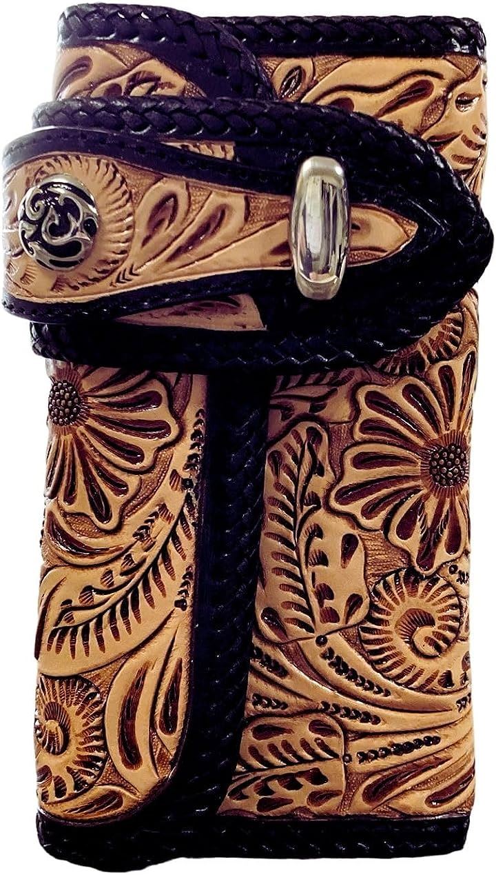 バイカーズウォレット 長財布 レザーウォレット 三つ折り メンズ ロングウォレット プレゼント おしゃれ( ナチュラル)