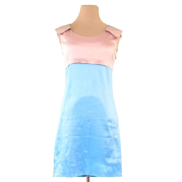 ワンピース バイカラー Sサイズ ベージュ×ブルー レディース 中古