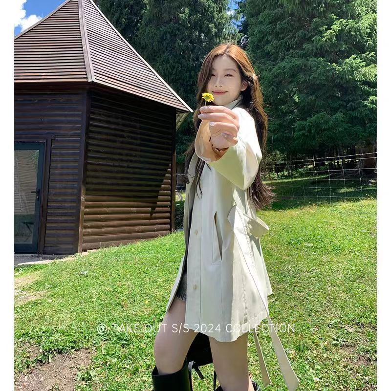 2025新作 春トレンチコート 流行り薄手コート ジャケット アウター ショット丈 コート 英伦風ロングコート ショット丈 レディース トップス 大きいサイズ 大人っぽチェスターコ セミロング 着痩せ