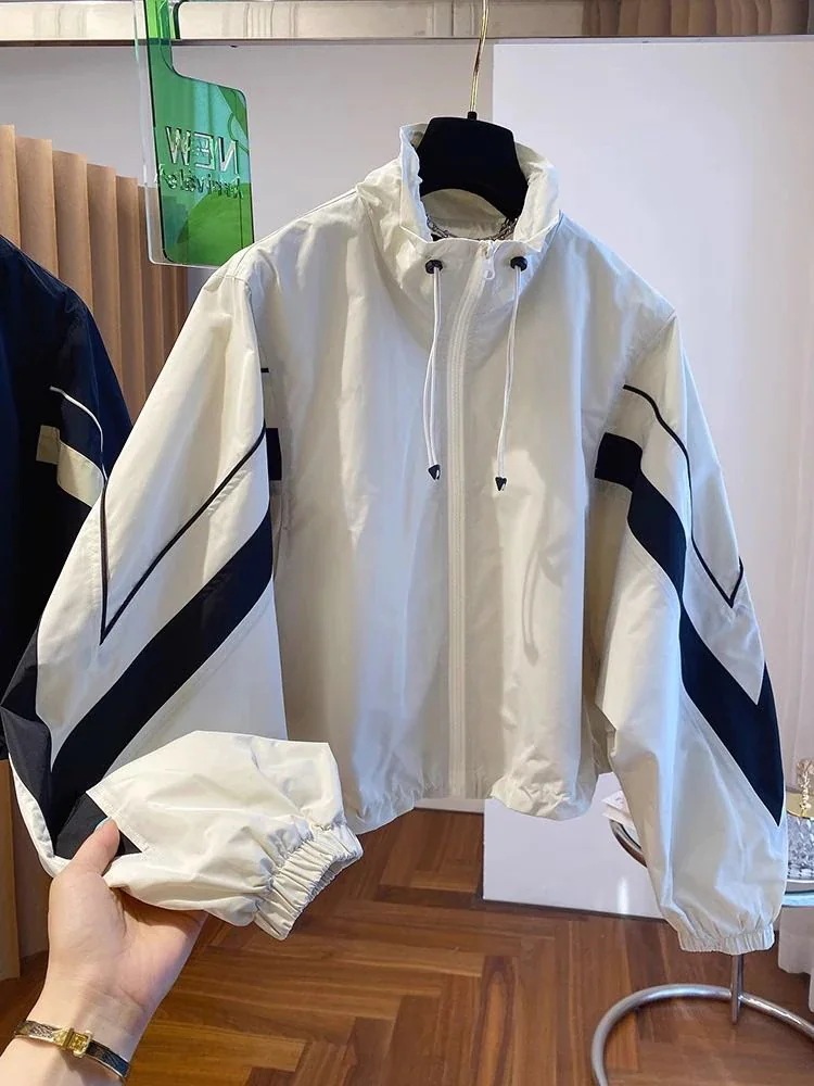 韓国ファッション ニッチデザイン ゆったり ショート パッチワーク ジャケット 秋 レディース トップス 野球服 4,809円