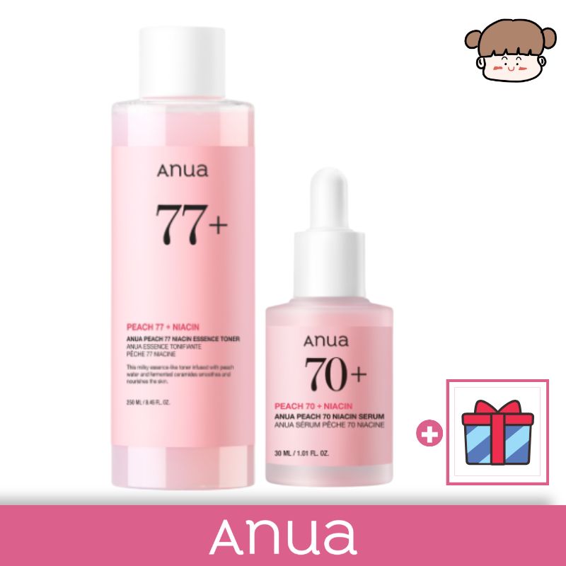 【水分保湿】桃77ナイアシンエッセンストナー＋セラム 2STEPセット(化粧水＋美容液) 肌トーン ツヤ肌 水光肌 角質 水分 保湿 乾燥肌 混合肌 ナイアシンアミド配合 うるおいケア 水分保持