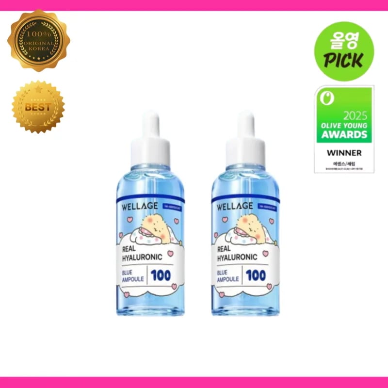 [メガ割] Wellage ウェラジュ リアル ヒアルロン酸 ブルー100 アンプル 75ml 2個セット マンゴム コラボ ポーチ・クリーム付 高保湿 弾力 スキンケア 韓国コスメ 公式 正規品