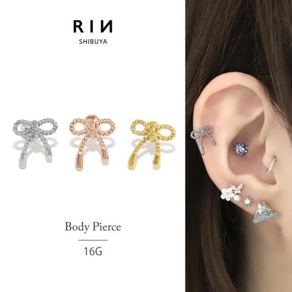 Qoo10] RIN ボディピアス 16G 軟骨ピアス リボン