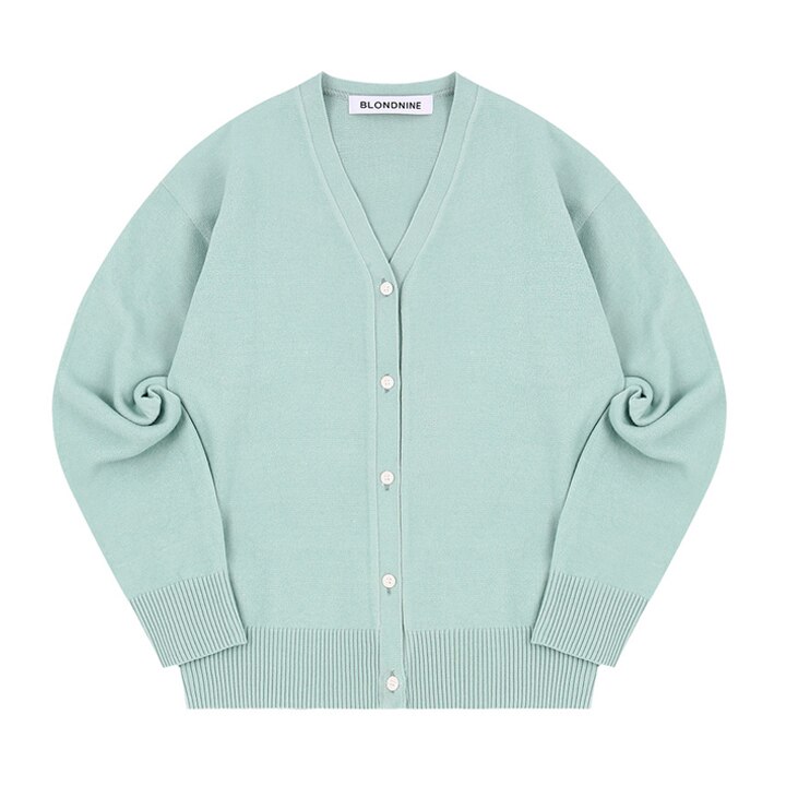 LOUIE BASIC V NECK CARDIGAN_MINT