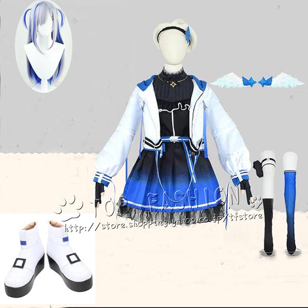 バーチャル YouTuber VTuber 天音かなた コスプレ 衣装 コスチューム 変身 仮装 ステージ服 舞台 ハロウィン クリスマス 仮装 変装（翼ウィッグ靴追加 ）869