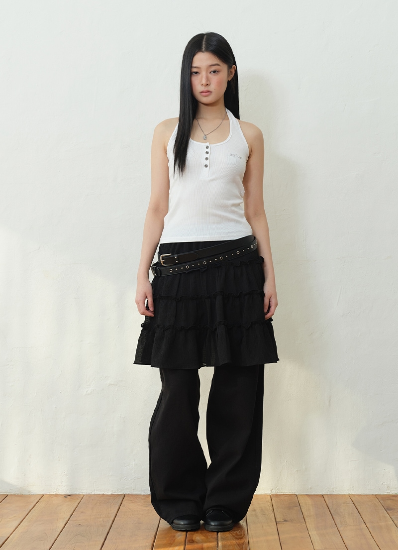 【AS"ON】 MOMO KANGKANG MIDI SKIRT / BLACK 正規品
