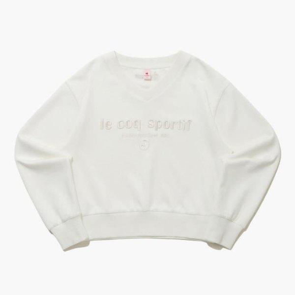 長袖Tシャツ NQJ QQ122OFS11-CRM ウーマンズ モーダル ダブルテンション Vネック スウェットシャツ / CREAM