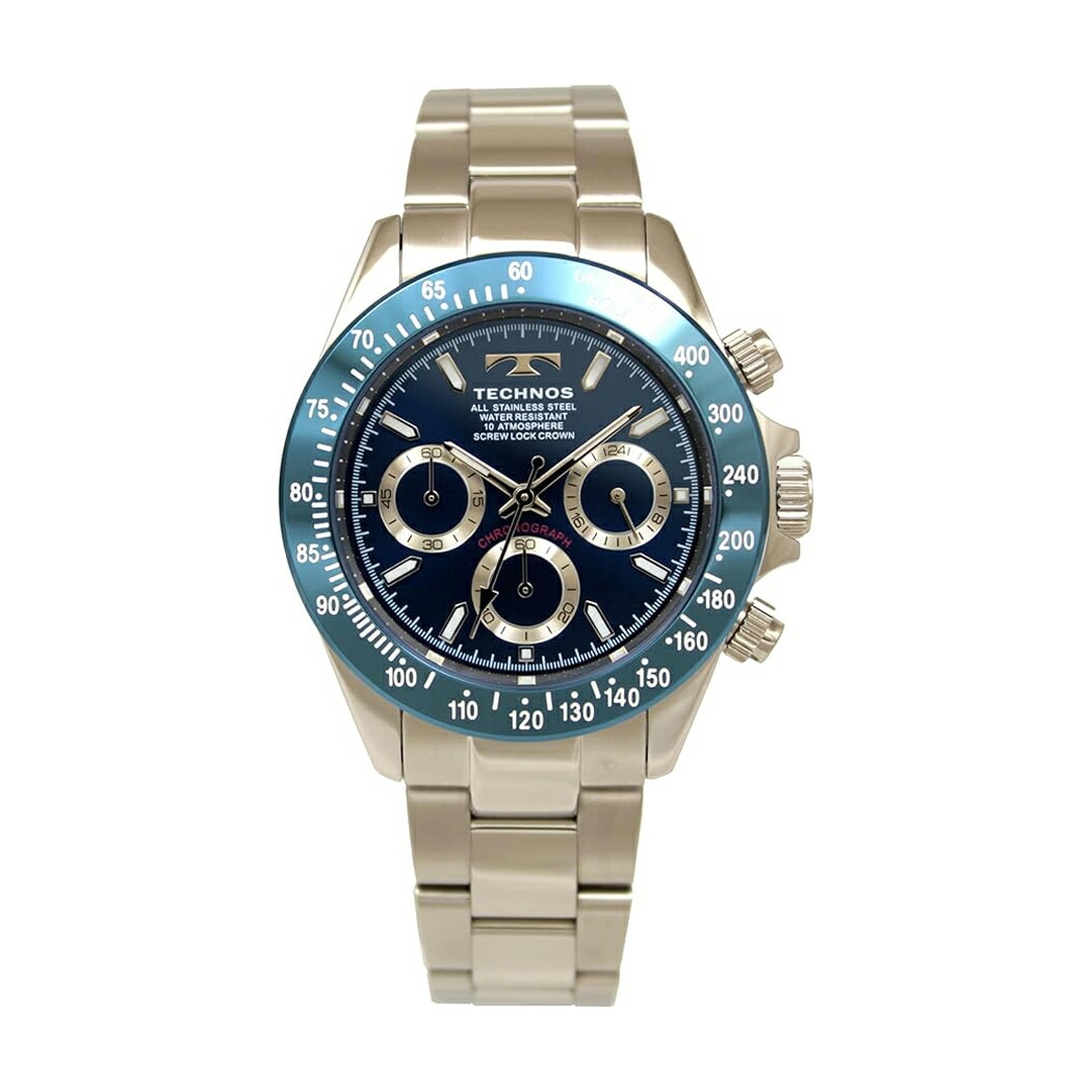 腕時計 T4C02NN メンズ シルバー ブルー クロノグラフ 10気圧防水