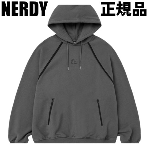 NERDY フードパーカー ジッパーポケット Charcoal 男女兼用 韓国人気