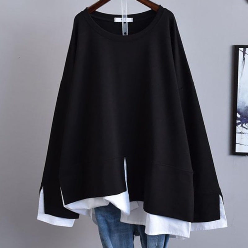 【数量限定】 NO.1人気 韓国通販 ファッション ゆったり 無地 プルオーバー ラウンドネッ ク