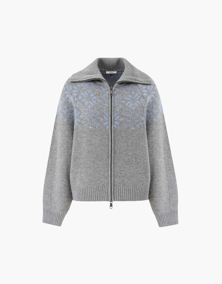 DEPOUND】 JACQUARD ZIP UP CARDIGAN : GRAY カーディガン