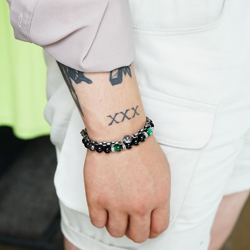 JBANS クラシックアンティークシールド 530 グリーンタイガー 547 ブレスレットセット (C1901-SE132BK)