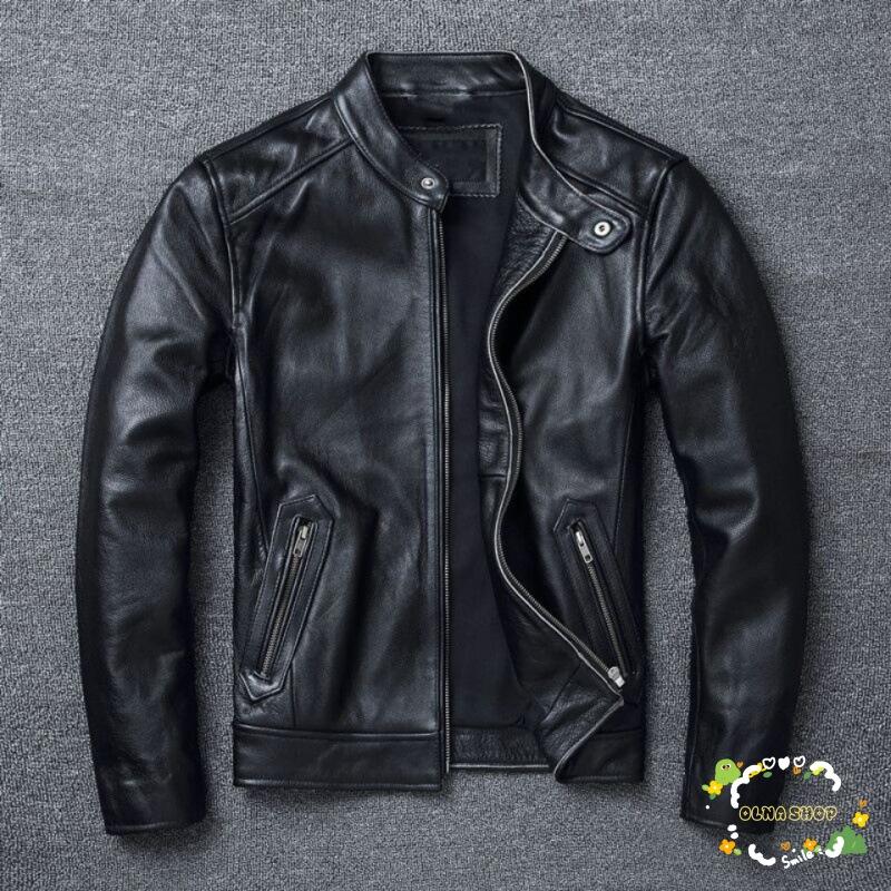 ライダースジャケット 大好評 トレンド 革ジャン 本革 ジャケット 皮ジャン バイク 牛革 スタンド襟 ブルゾン B系 バイカー